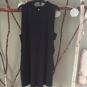 Black Sleeveless Mini Dress with hood